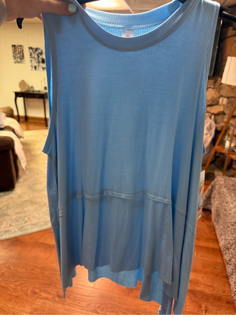 Jadelynn Brooke Light Blue Ribbed Swing Tank